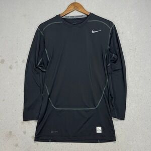 Nike Pro Combat Dri-FIT Compression Shirt Black Long Sleeve Training Top XL